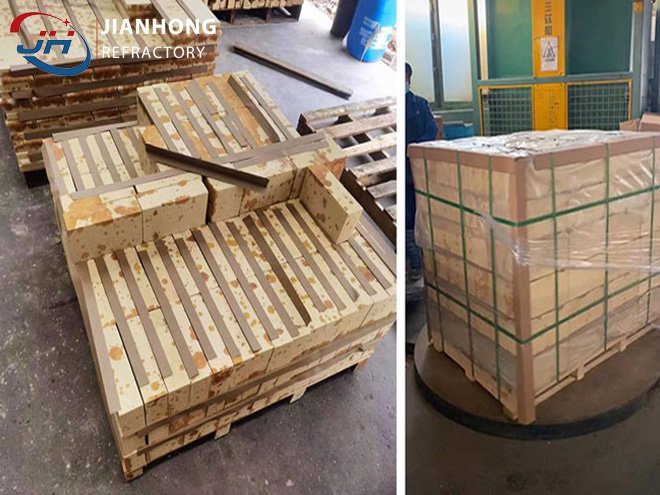 Seaworthy Export Packing of Silica Bricks with Edge Protectors & Shrink Wrap on ISPM 15 Pallets